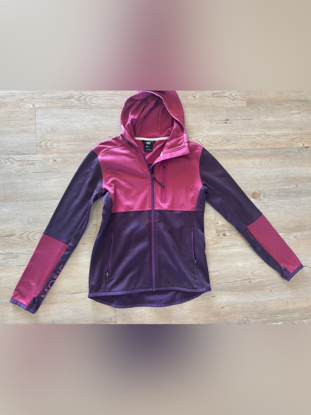 Colorblock Hooded Utility Jacket in Pink and Purple